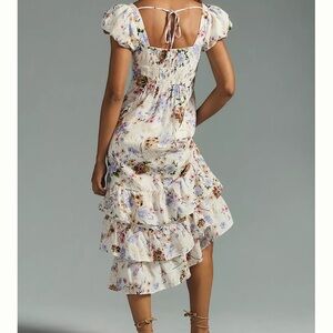 Anthropologie Floral Maxi Dress - Multicolor cap sleeve tiered